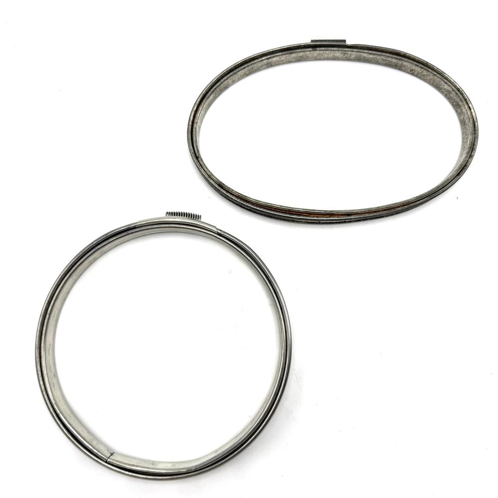 2 Vintage Metal Embroidery Hoops 6” Oval 5” Circle Cork Lined Spring Tension